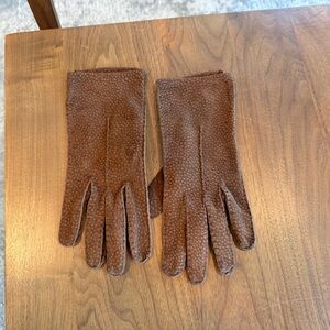 Vintage Brown Genuine Suede Gloves Size XS